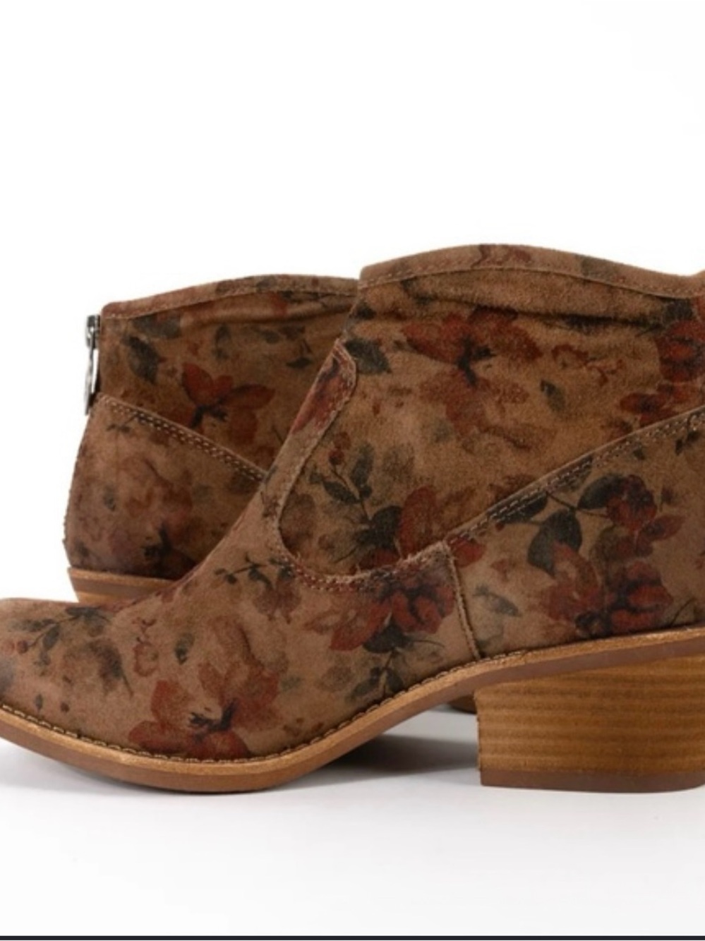 Sofft Brown Floral Suede Ankle Booties